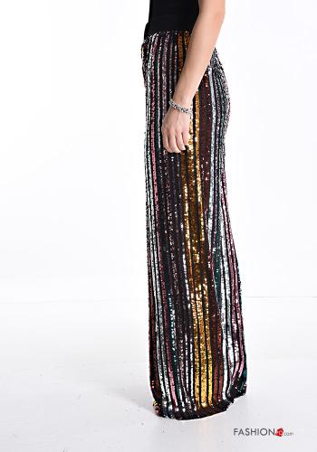 Striped wide leg Trousers with sequins with elastic - ph 3