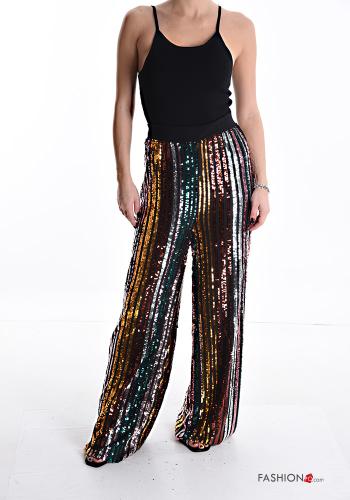 Striped wide leg Trousers with sequins with elastic - ph 5