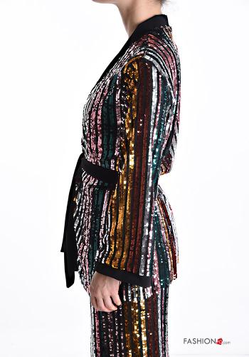 Streifenmuster Kimono mit Pailletten mit schärpe - ph 3