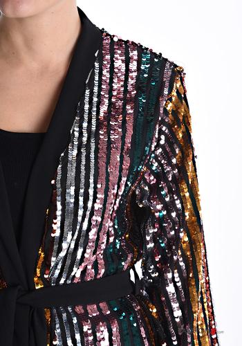 Streifenmuster Kimono mit Pailletten mit schärpe - ph 4