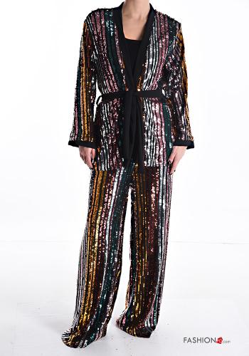 Streifenmuster Kimono mit Pailletten mit schärpe - ph 5