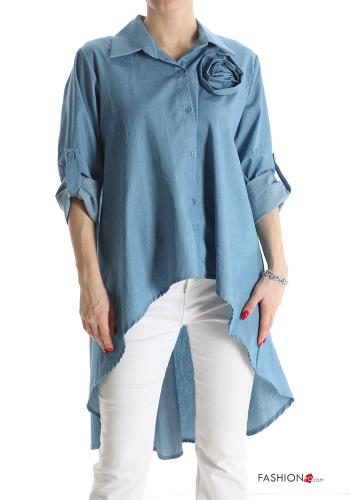 Chemise en Coton asymétrique manches à trois-quarts - ph 1