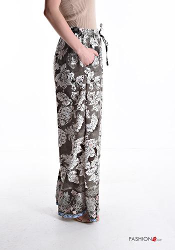 Pantalone wide leg lungo con tasche con elastico - ph 3