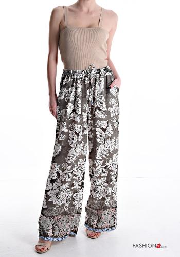 Pantalone wide leg lungo con tasche con elastico - ph 5