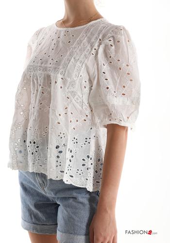Blusa in Cotone in pizzo sangallo - ph 3