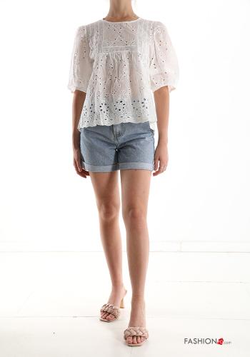 Blusa in Cotone in pizzo sangallo - ph 5