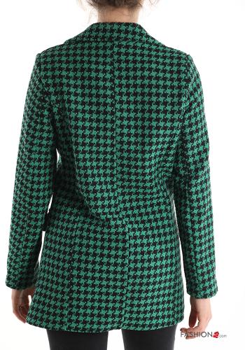 Blazer en Coton croisé Imprimé pied de poule à boutons - ph 2