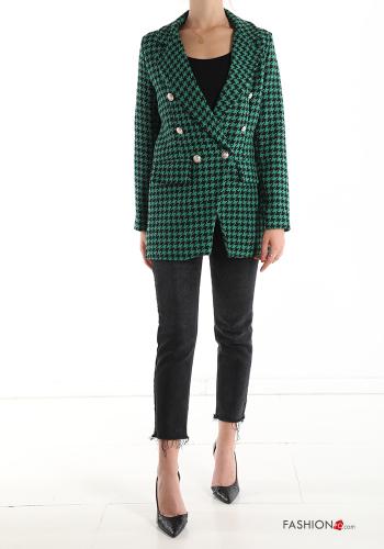 Blazer en Coton croisé Imprimé pied de poule à boutons - ph 6