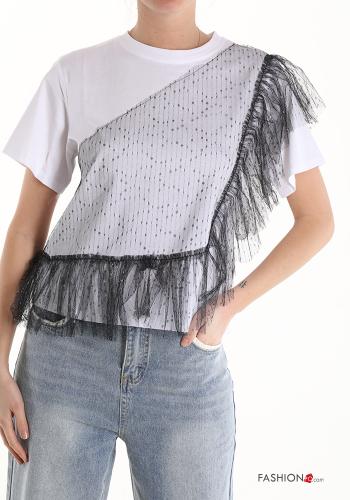 tulle sleeve Cotton T-shirt - ph 1