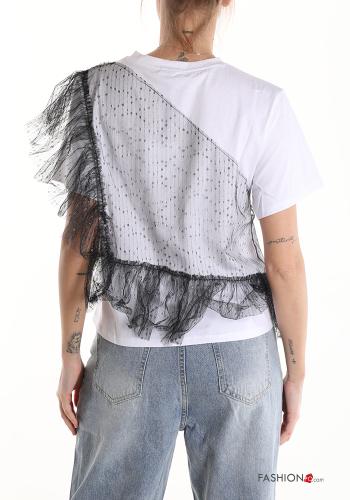 tulle sleeve Cotton T-shirt - ph 2