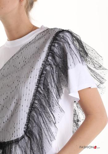 tulle sleeve Cotton T-shirt - ph 4