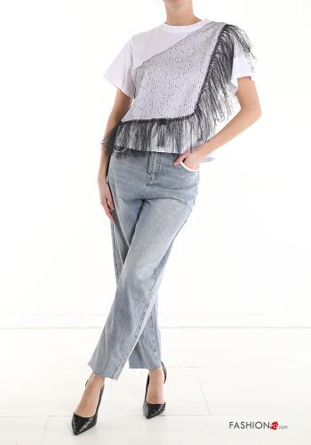tulle sleeve Cotton T-shirt - ph 5