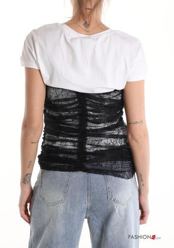 lace trim Cotton T-shirt - ph 2