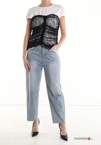 lace trim Cotton T-shirt - ph 5
