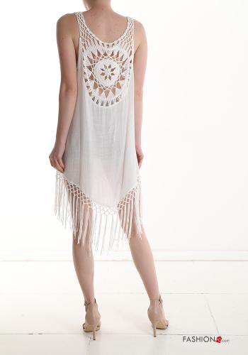 kurze ärmel ärmellos Strandkleid aus Baumwolle mit Fransen - ph 2