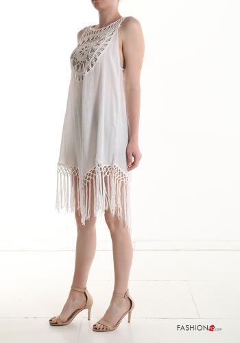 kurze ärmel ärmellos Strandkleid aus Baumwolle mit Fransen - ph 3