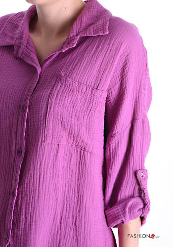 Cotton Co-ord with pockets 3/4 sleeve with elastic with buttons - ph 4