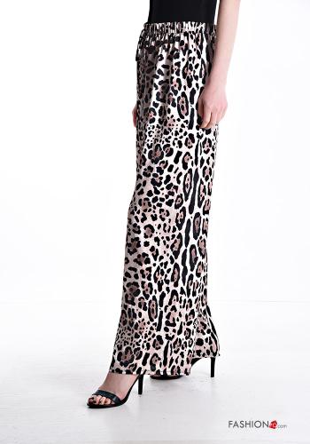Pantalone wide leg Fantasia animalier con coulisse con elastico - ph 3