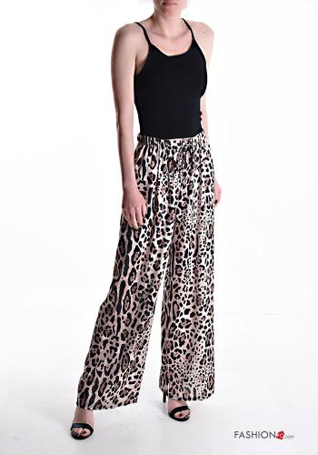 Pantalone wide leg Fantasia animalier con coulisse con elastico - ph 5