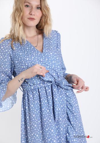 Robe  encolure en V avec ceinture à volants Tissu imprimé - ph 4