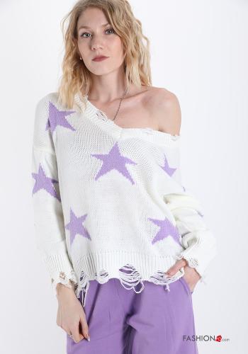Maglione Fantasia astrale scollo a V - ph 1