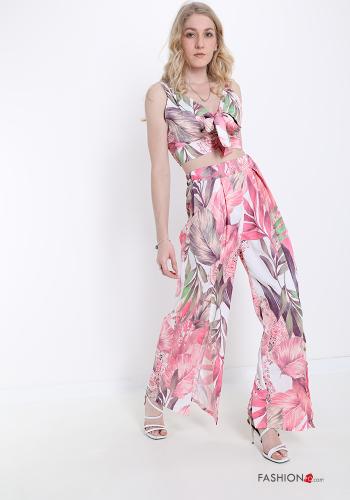 Co-ord  with bow v-neck Floral print - ph 1