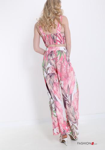 Co-ord  with bow v-neck Floral print - ph 2