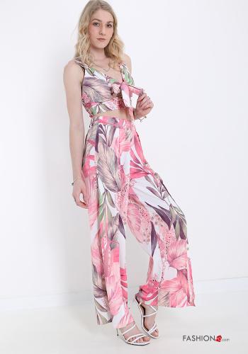 Co-ord  with bow v-neck Floral print - ph 3