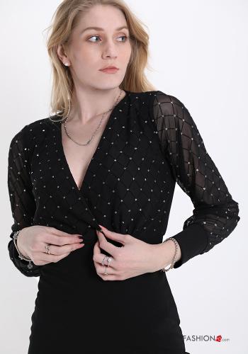 Polka-dot tulle mini Dress with v-neck - ph 4