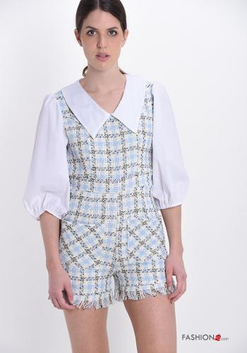 Jumpsuit in Cotone Fantasia quadrettata vichy con tasche con frange - ph 1