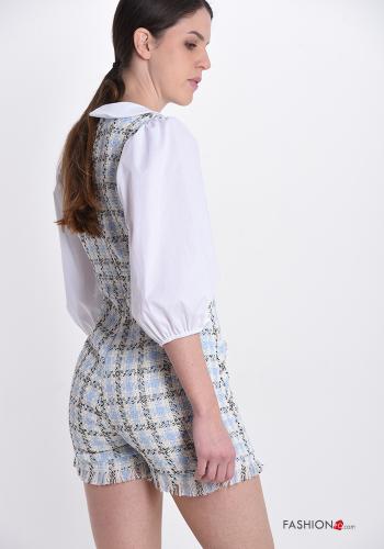 Jumpsuit in Cotone Fantasia quadrettata vichy con tasche con frange - ph 2