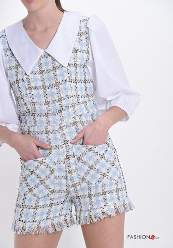 Jumpsuit in Cotone Fantasia quadrettata vichy con tasche con frange - ph 4