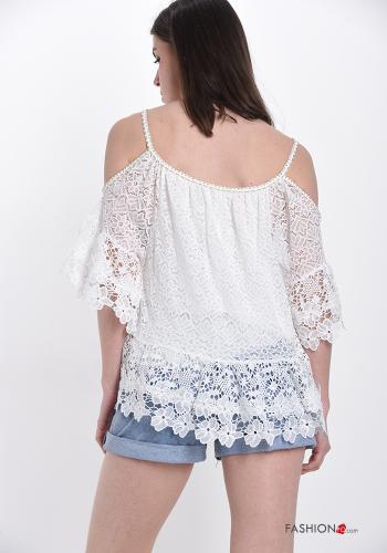 Blusa de Algodón encaje con lazo - ph 2