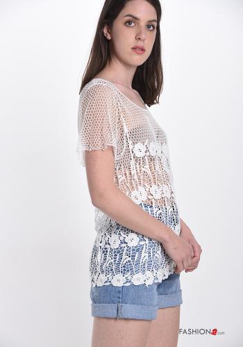T-shirt en Coton détail dentelle - ph 3