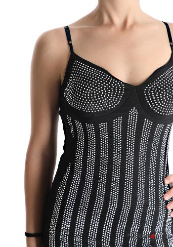 Scamiciato corto scollo a V con strass - ph 4