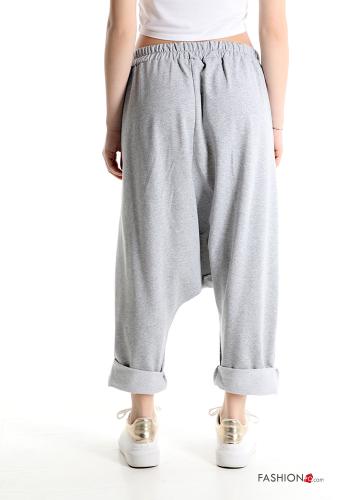Pantalones deportivos de Algodón cardado de entrepierna baja asimetrico con elástico - ph 2