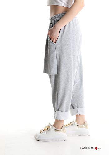 Pantalones deportivos de Algodón cardado de entrepierna baja asimetrico con elástico - ph 3