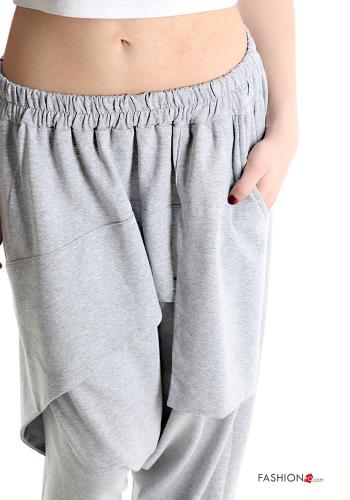 Pantalones deportivos de Algodón cardado de entrepierna baja asimetrico con elástico - ph 4