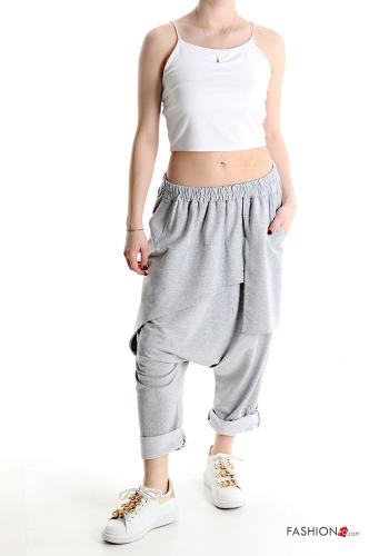 Pantalones deportivos de Algodón cardado de entrepierna baja asimetrico con elástico - ph 5