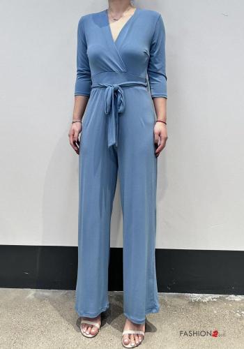 Jumpsuit with v-neck with sash