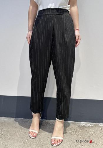 Striped Trousers with pockets with elastic