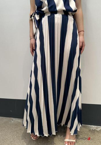 Striped pleated Skirt with elastic