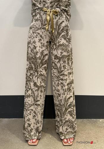 Pantalone lungo Fantasia floreale con nastro con elastico - ph 1