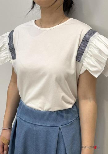 T-shirt in Cotone maniche volant maniche corte girocollo - ph 1