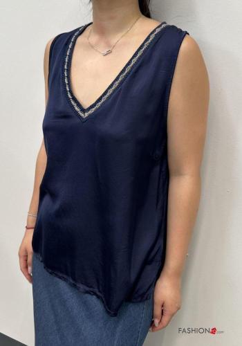 Blusa cetim sem mangas gola V - ph 1