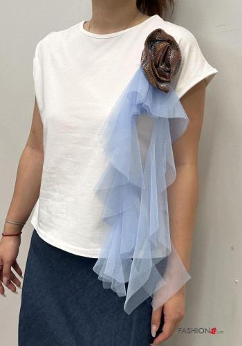 T-shirt in Cotone girocollo maniche corte tulle lurex - ph 1