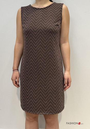 Abito girocollo al ginocchio lurex senza maniche Fantasia geometrica - ph 1