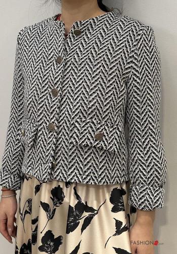 long sleeve crew neck Cotton Jacket with buttons - ph 1