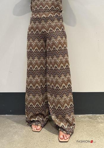 Geometric pattern wide leg Trousers with elastic - ph 1