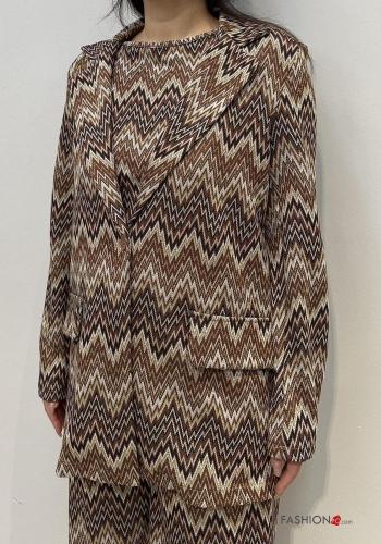 Geometric pattern long sleeve Jacket with buttons with pockets - ph 1